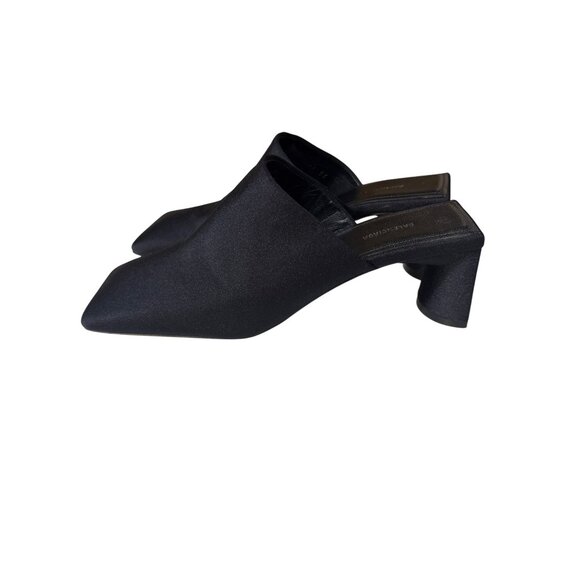 Balenciaga Womens Black Square Toe Heeled Mules Size 36 Made In Italy - Picture 1 of 7